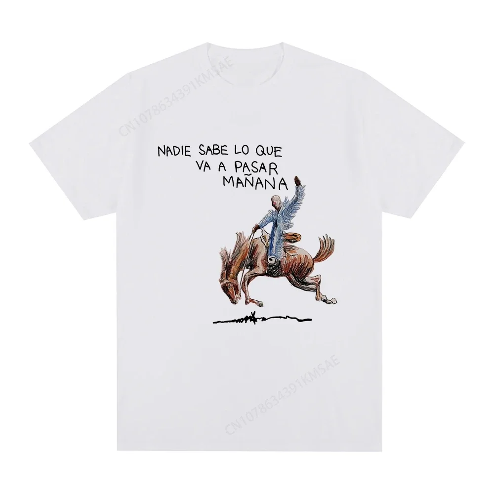 Bad Bunny T Shirts Men Harajuku Nadie Sabe Lo Que Va A Pasar Manana Un Preview T-Shirt Unisex Where She Goes Vintage Cotton Tees