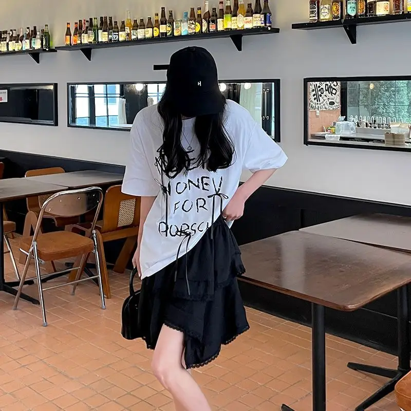 

Women's summer new thin lace loose anti-light short skirt irregular cake skirt