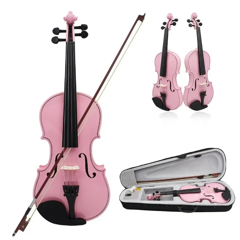 4/4 Acoustic Violin Multiple Colors Fiddle Basswood  for Violin Beginner with Case & Bow  Stringed Instruments