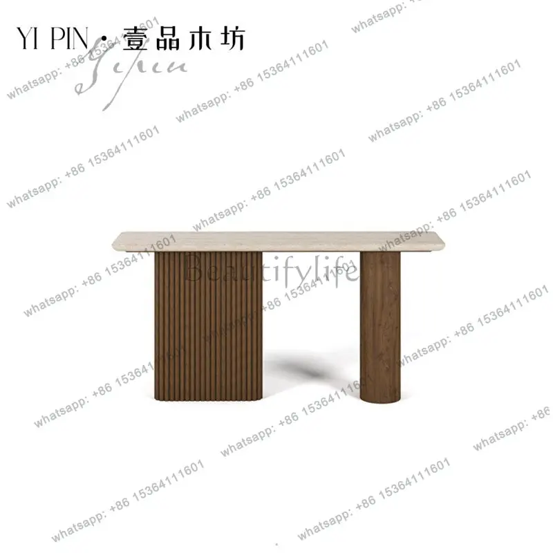 Light luxury medium and ancient style natural travertine Xuanguantai small apartment
