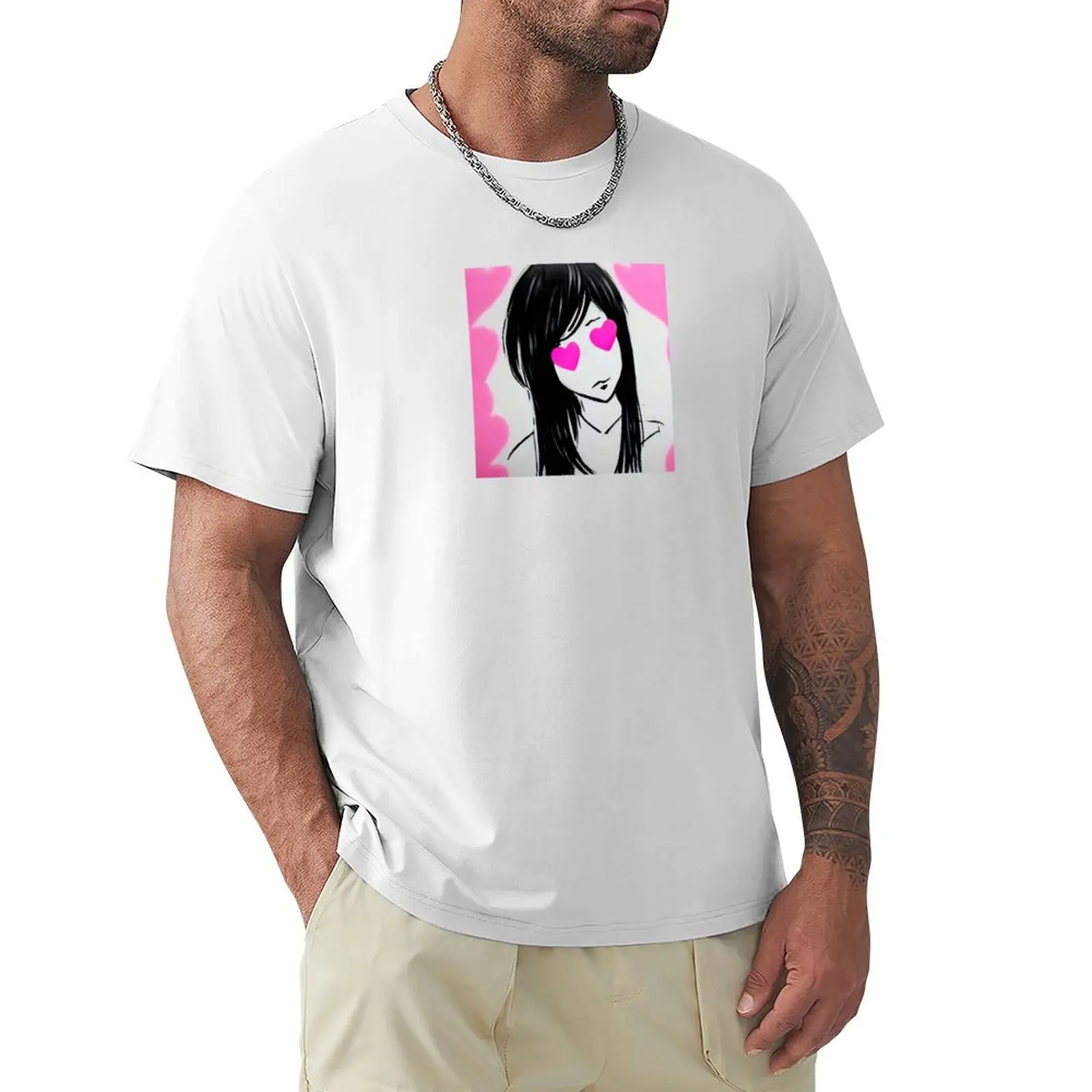 heart eyes long hair anime character <3 <3 T-Shirt quick-drying boys whites funny t shirts for men