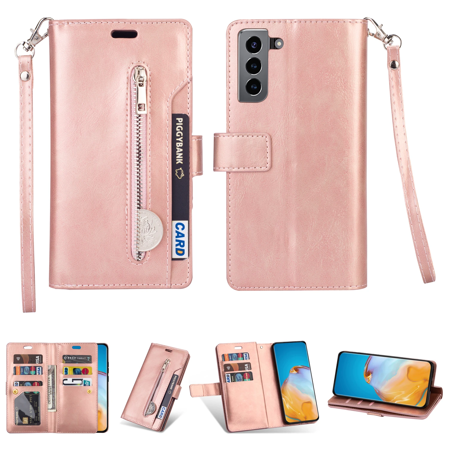 Luxury Double Layer 9 Cards Flip Leather Case For Samsung Galaxy A53  A33 A13 A72 A52 A32 A12 A21S A22 Zipper Wallet Phone Cover