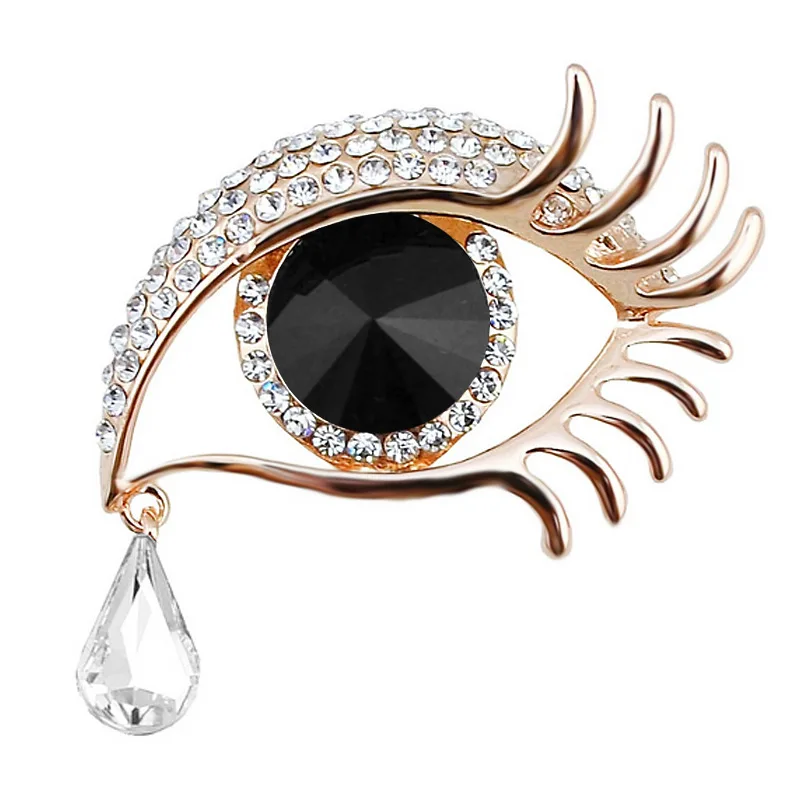 Brooches For Women Rhinestone Enamel 4-color Eyes Office Causal Brooch Pins Gifts Waterdrop Crystal Eyes