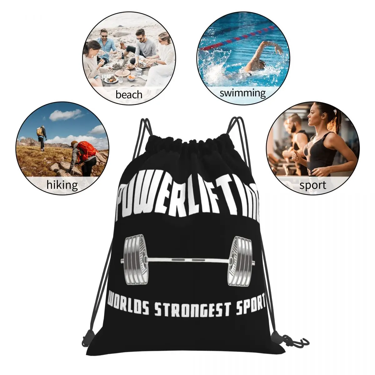 Weightlifting Gym Strongman Bench Press Deadlift Any Logo Drawstring Bag Backpack Handbag Travel Bag Game Men's Drawstring