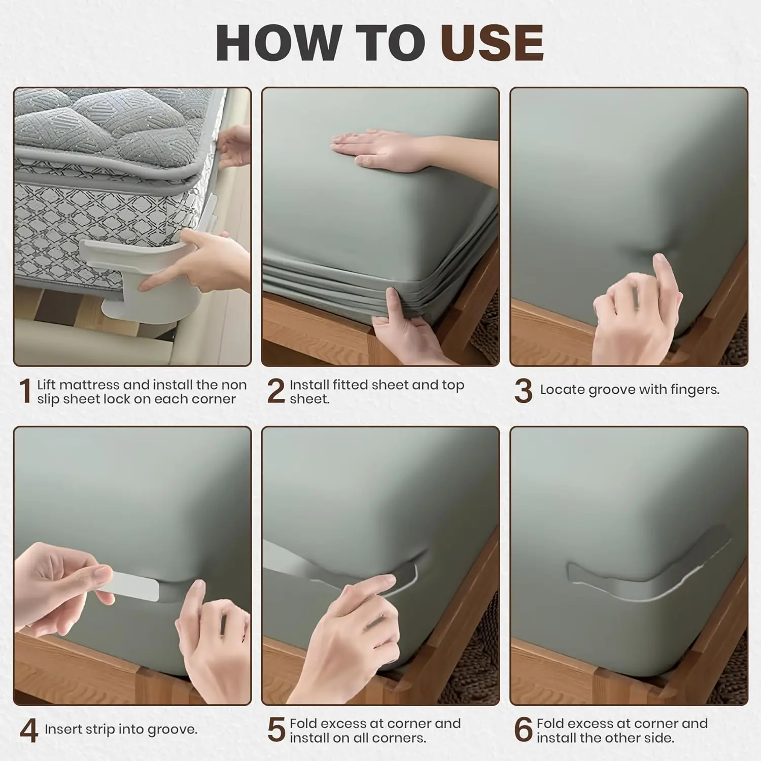 أشرطة حامل ملاءات السرير، 4 عبوات من مشابك الورق المجهزة، أشرطة زاوية للمرتبة غير قابلة للانزلاق، مطاطية شديدة التحمل، مناسبة عالمية