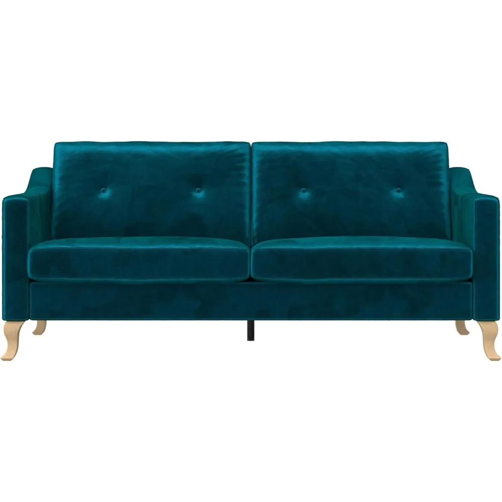 Tess Sofa with Soft Pocket Coil Cushions, Small Space Living Room Furniture, Green Velvet