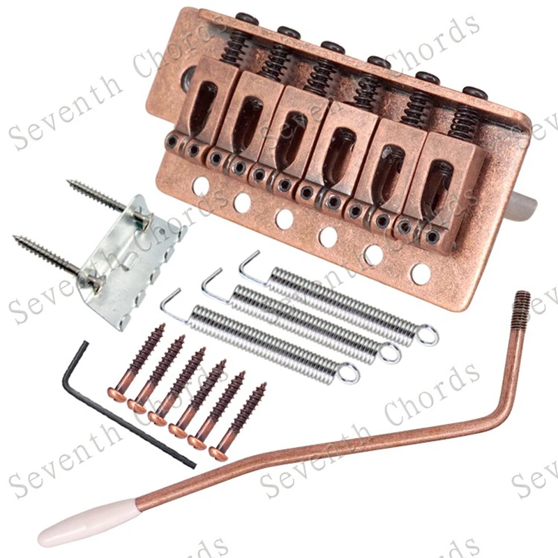 Ein Satz 6-saitiger konkaver Sattel-Tremolo-Brückensystem für E-Gitarren-Zubehörteile, Chrom, Schwarz, Kupfer, Rot zur Auswahl – Detail 38