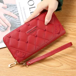Female PU Leather Wallets Credit Card Holder Zipper Clutch Ladies Coin Purses Heart Embroidery Money Bag Billeteras Para Mujer