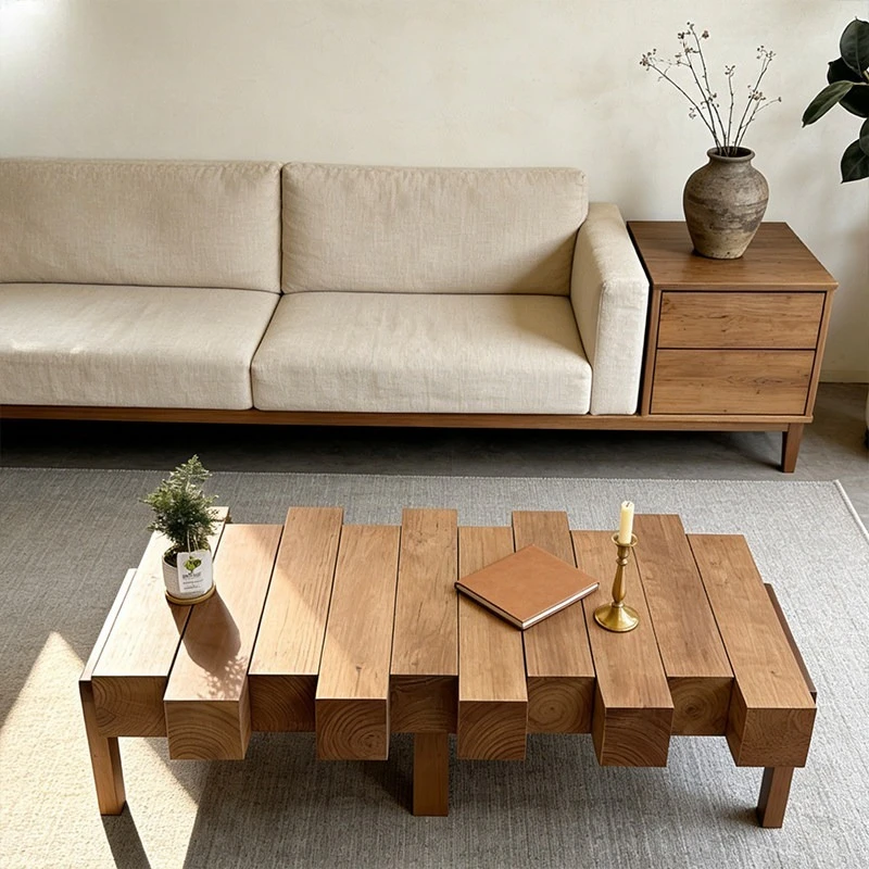 

Solid wood coffee table living room small apartment irregular antique log tea table