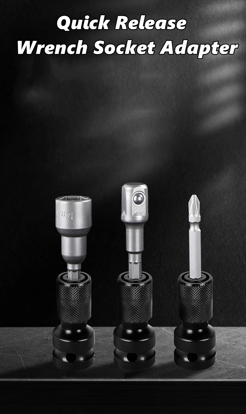 Adaptador de Chave de Impacto para Furadeira, Conversor Hexagonal de 1/2 para 1/4, Suporte de Extensão para Bits para Chave Elétrica e Ferramentas Elétricas