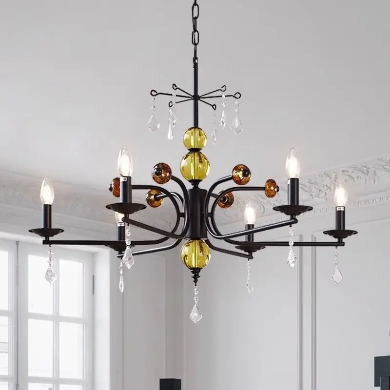 

French Style Retro Chandelier Atmosphere Bedroom Candle Restaurant Homestay Villa Bedroom Parlor Hotel Decoration LED Luminaires