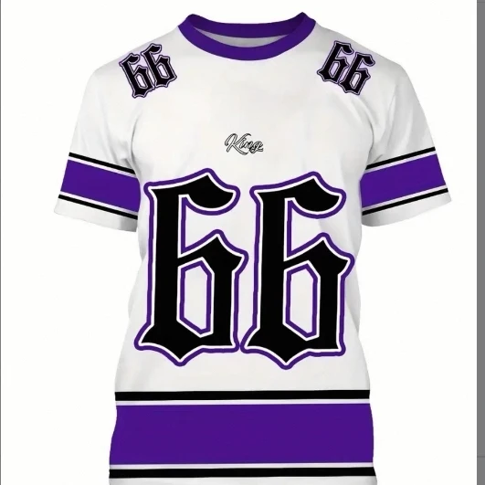 

2025 New 3D Digital Printed 66 Jersey T-shirt for European and American Casual Summer Round Neck Men's Short Sleeved Shirt