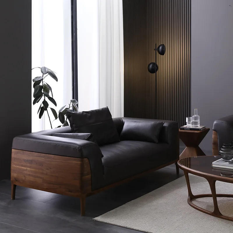 

Living room furniture Light luxury Italian three-person concubine minimalist all-solid wood sofa