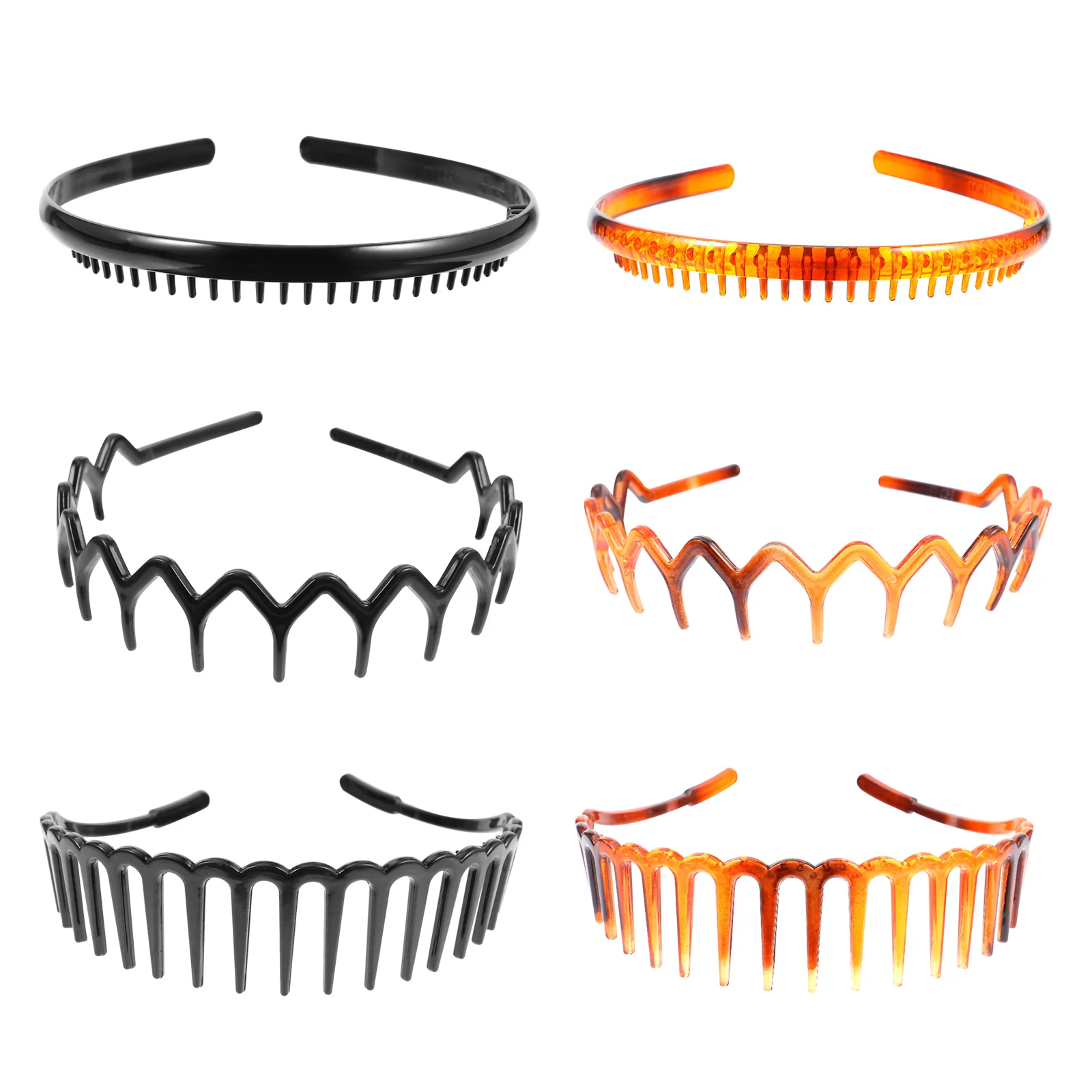 

6 Pcs Toothed Non-slip Headband Hair Comb Plastic Hairband Women Elastic Clips for Girls