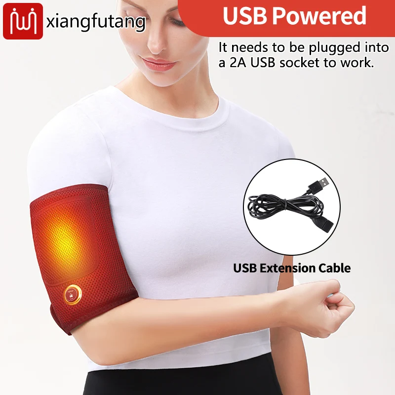 Almofada de braço aquecida usb portátil aquecimento elétrico massagem envoltório terapia de calor braço cinta suporte para braço cotovelo perna relaxamento muscular