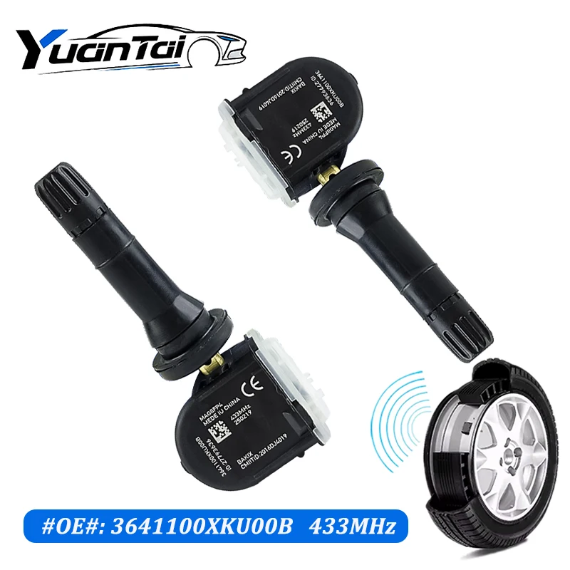ชุด 1/2/4pcs 3641100XKU00B สีดําความดันยางรถ Monitor Sensor Fit สําหรับ Great Wall Wingle C30 5 6 7EV 2018-2020 433MHZ TPMS