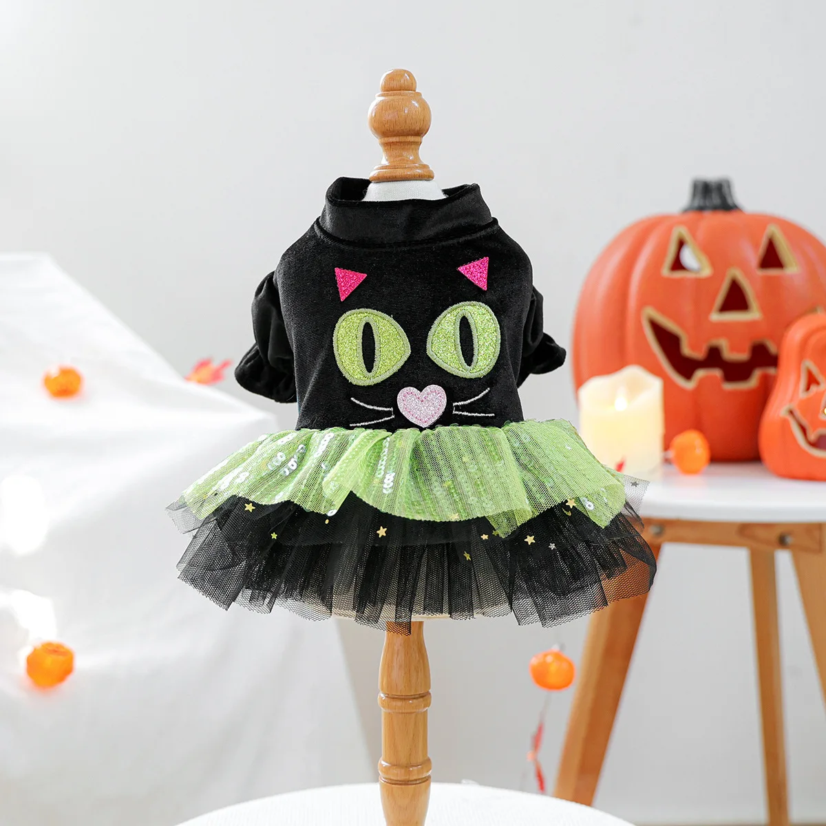 

Happy Halloween Ghost Pet Dress Blue Splice Open-Button Dog Cat Costume Funny Tractable Puppy Kitten Party Outfit