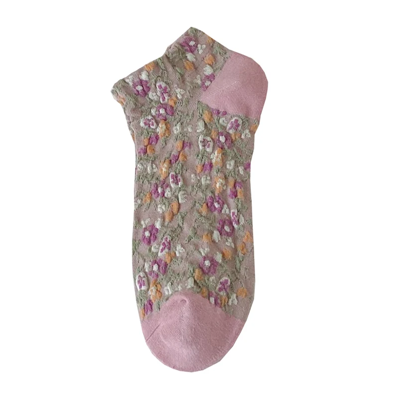 5 Pairs Cute Floral Women Socks Short Spring Summer Soft Comfortable Breathable Low Cut Everyday Socks
