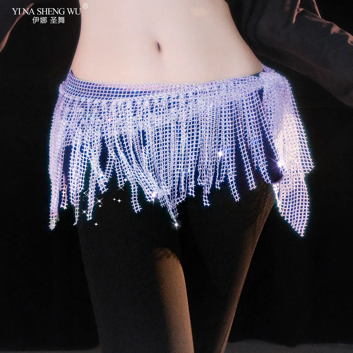 Belly Dance Performance Belt for Women Senior Full Water Drill Multiple Layers Tassel Hip Scarf Oriental Dance Accessories