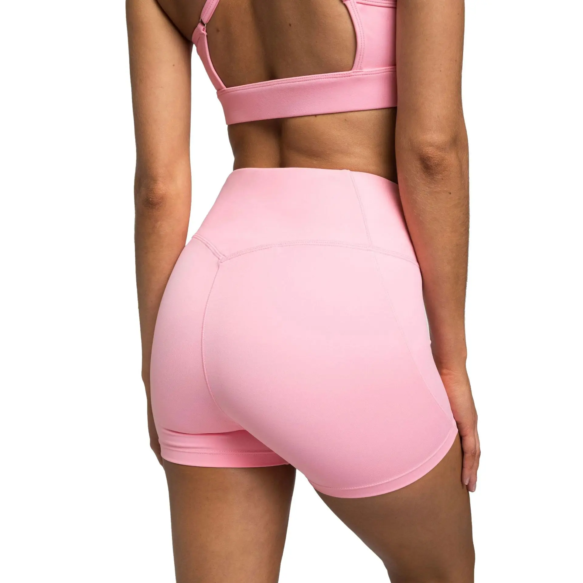 Women Yoga Set Two-piece Top Tight Pants Summer Adjustable Bra Shorts Fitness Sports Set pink