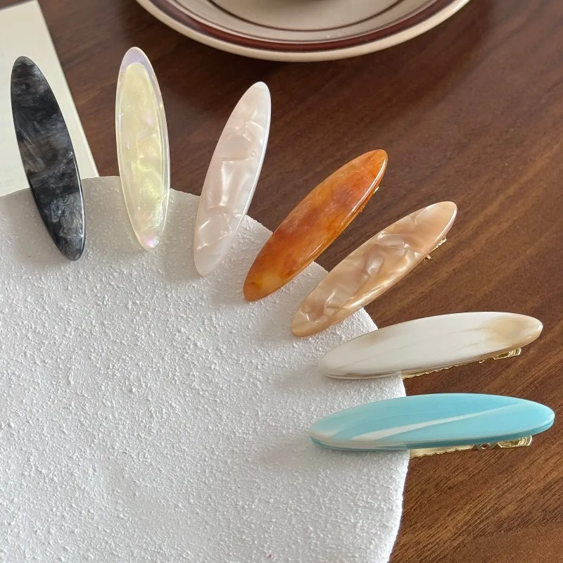 

French Vintage Mini Hair Clips for Women Oval Acetate Alligator Clips Simplicity Classic Side Bangs Pins for Thin Hair & Updos