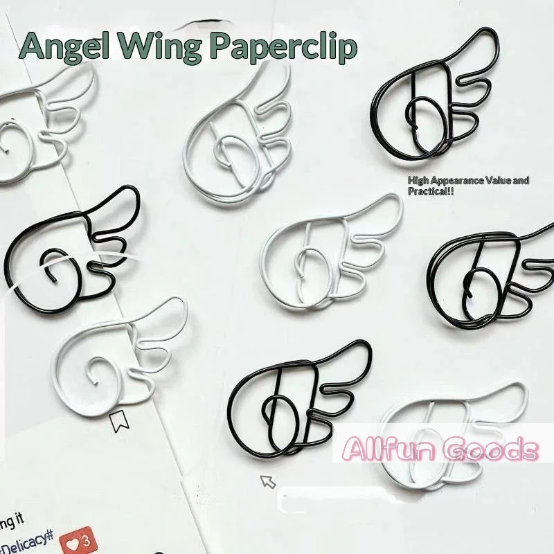 10/20/50Pcs INS Style Angel Wing Shaped Metal Paper Clips Simple Cute Pin For Student Stationery Office Decoration Supplies