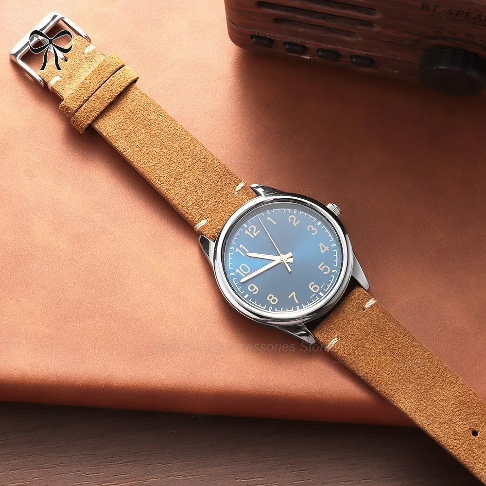 Bracelet universel en cuir de veau et daim à dégagement rapide 14/16/18/19/20/21/22 mm pour montres Huawei et Seiko