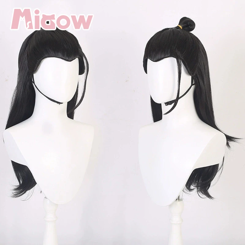 Heat Resistant Synthetic Cosplay Wig, Black Half-up Long Heat Resistant Synthetic Hair for Anime Halloween Cosplay Party 3