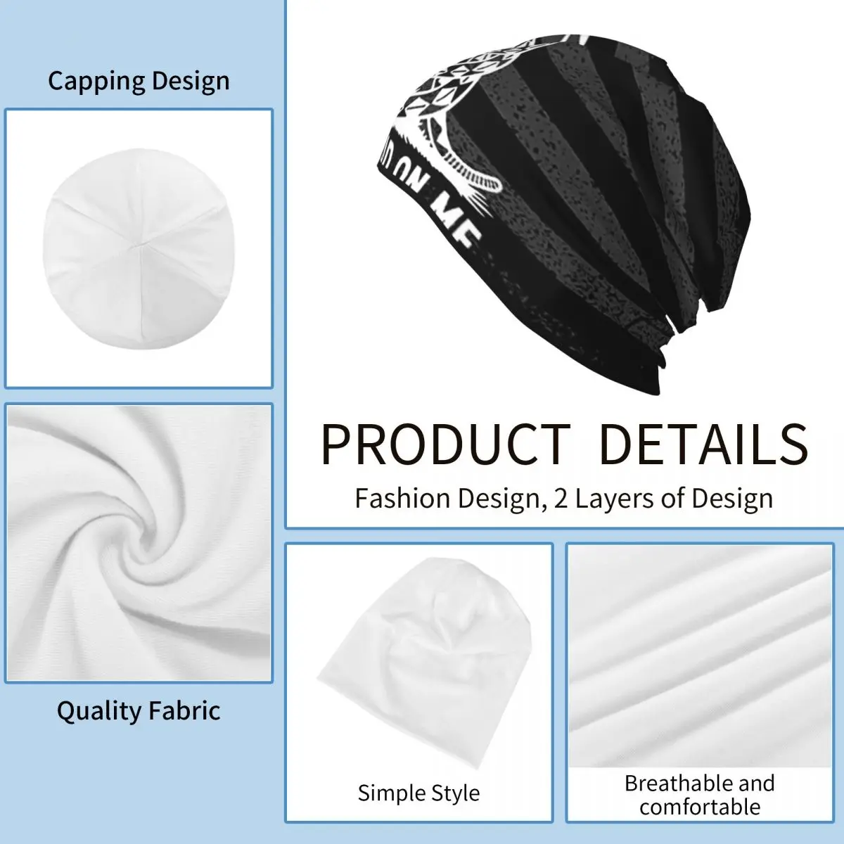 Black & White Dont Tread On Me American Flag Skullies Beanies Hat Vintage Men Women Outdoor Cap Warm Dual-use Bonnet Knit Hat image 6