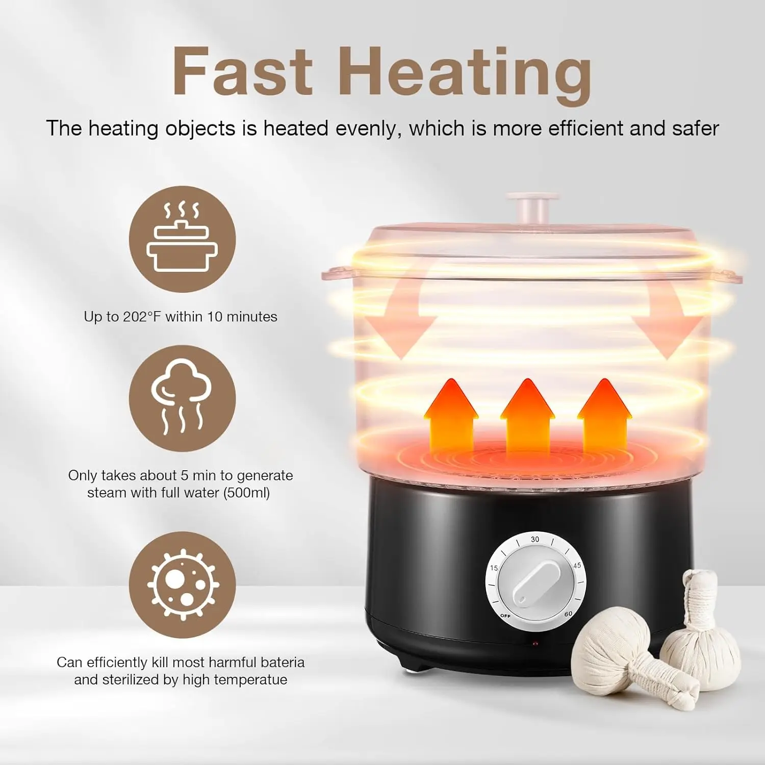 Electric Towel Steamer Warmer for Spa Fast Heating 202°F Towel Warmer Machine Multi-Use Stone Heater Shaving Hairdresser