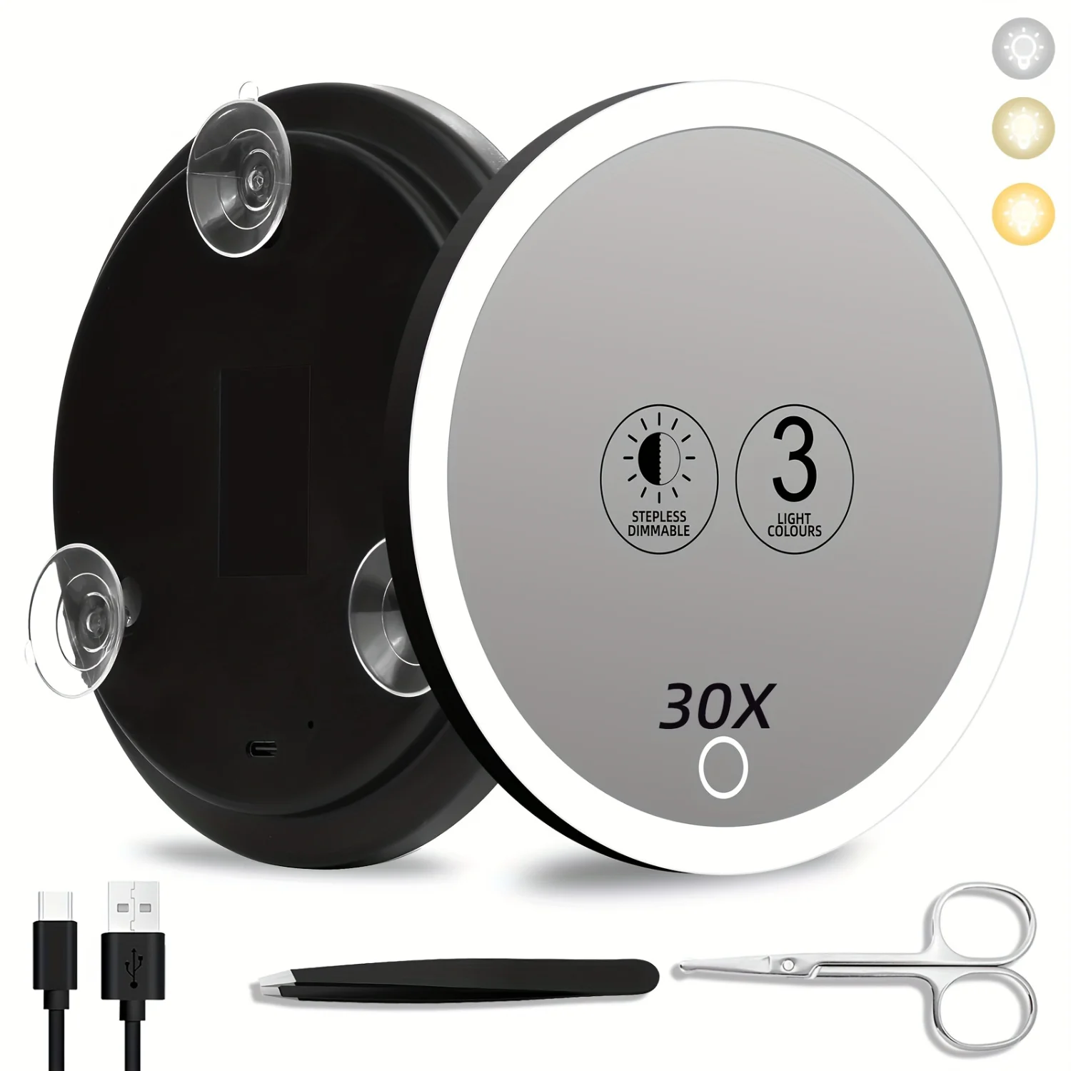 LED Compact Mirror, Magnifying Mirror With Light, Travel Mirror With Magnification 6inch Handheld Cosmetic Mirror, Rechargeable 