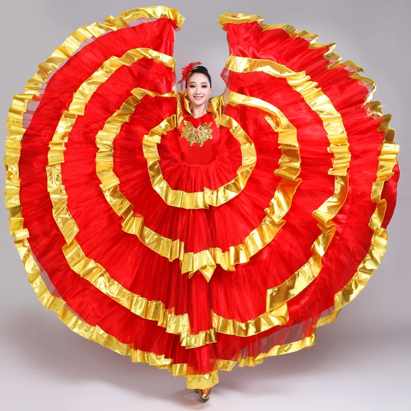 New Spanish Bullfight Dress Adult Female Opening Dance Performance Full-skirt National Dancing Big Swing Red Dress Costume H612