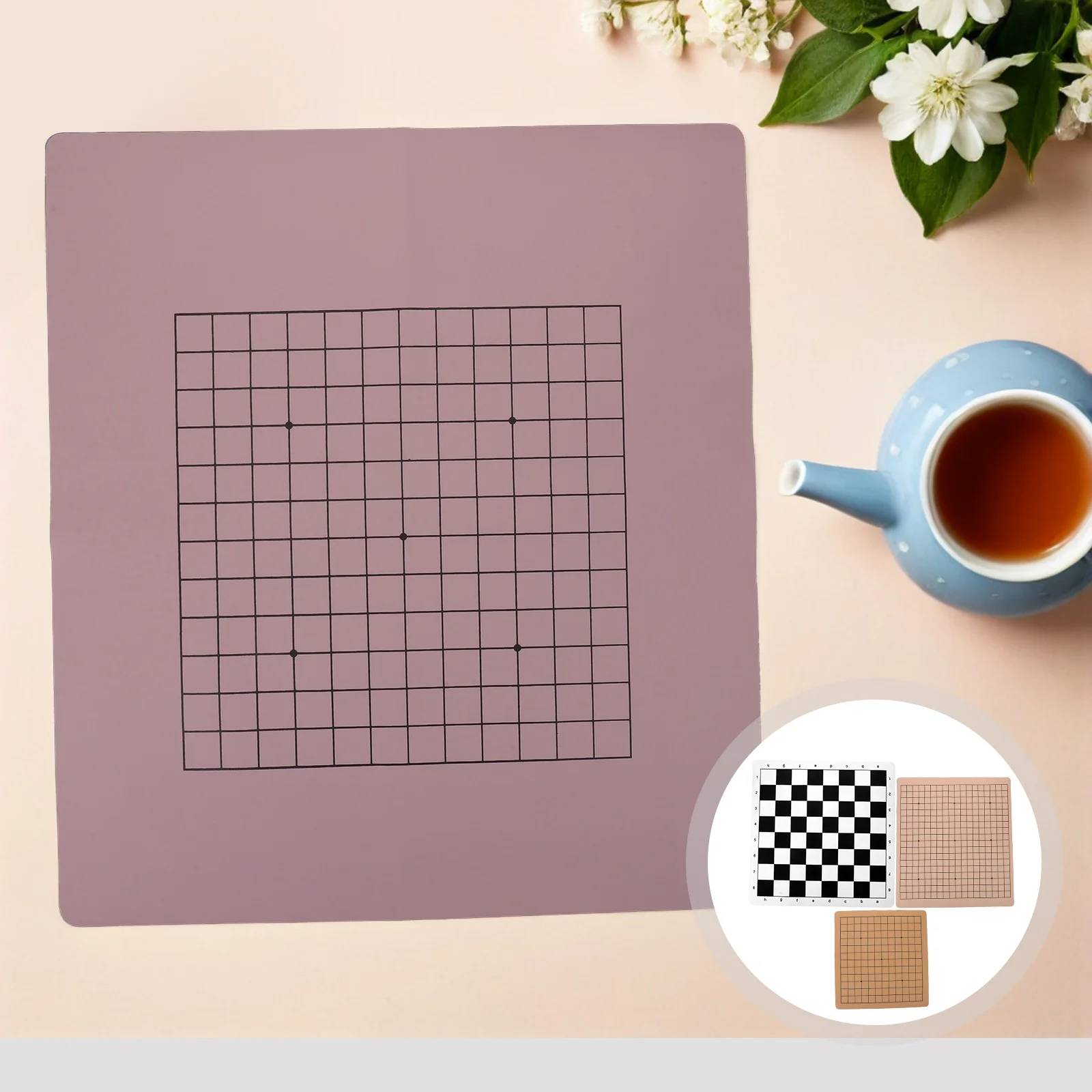 

3Pcs Roll Up Chess Board Dual-Use Folding Mat for Chinese Xiangqi and Go Games Portable Game Board for Travel Storage