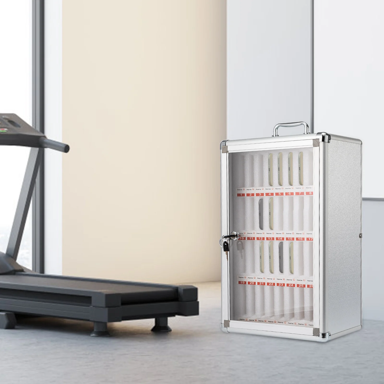 Armoire de Rangement Murale en Alliage d'Aluminium, avec Serrure (36 Fentes), pour ret, Fuchsia