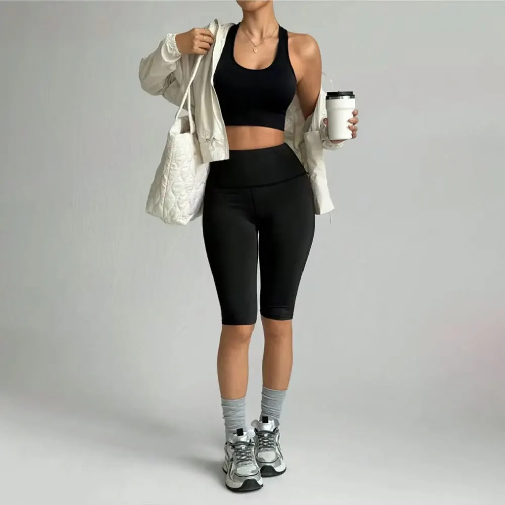 

Women’s High Waist Solid Color Capri Sports Leggings Summer Cool Breathable Bottoms For Fitness Jogging Cycling Yoga Sweatpants