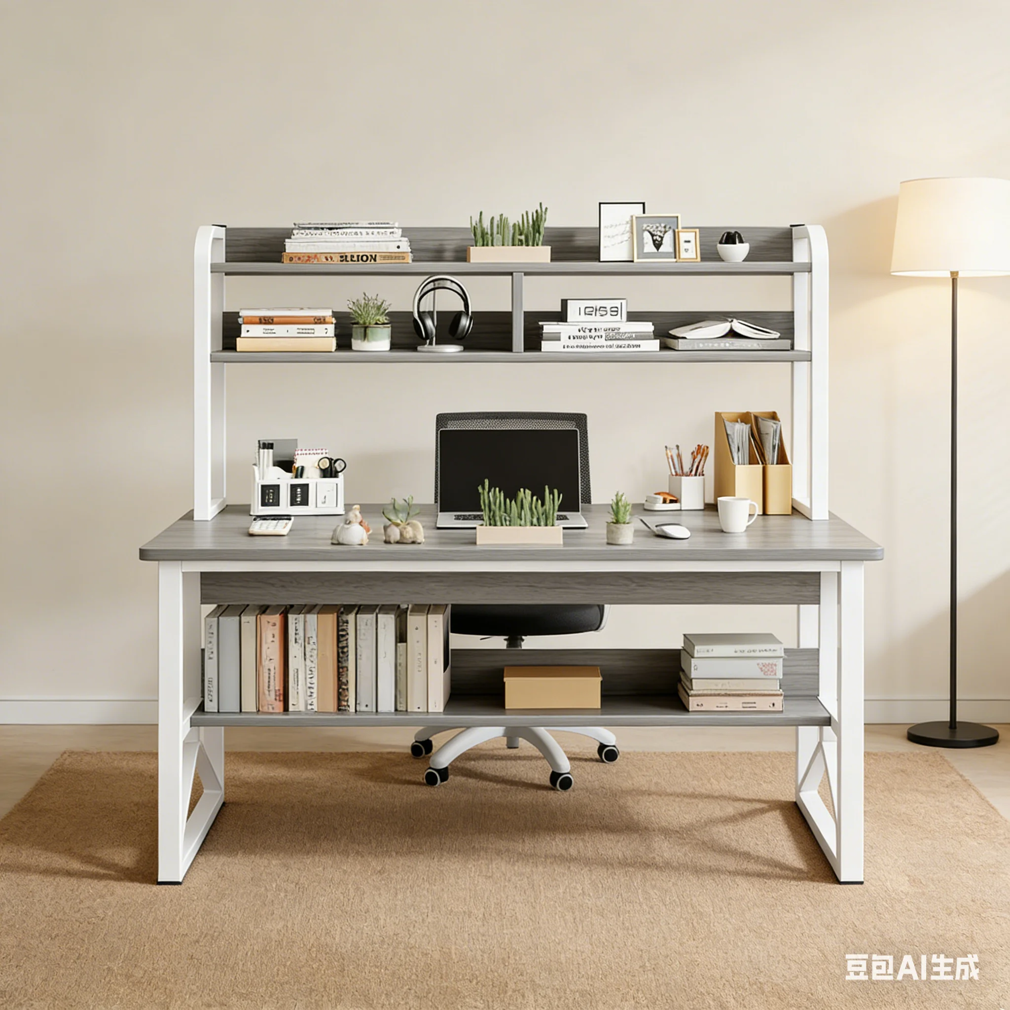 aoliviya-モダンデスクデスクトップコンピュータ本棚一体型シンプルな寝室学生学習ライティングホームオフィスライト-b486759