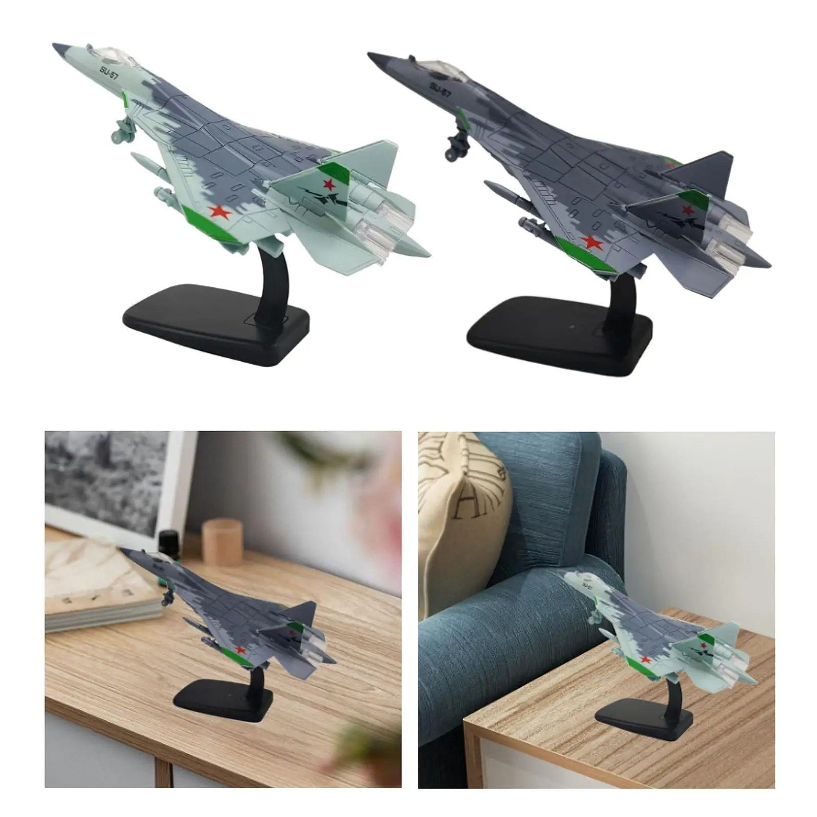 

1:72 Diecast Fighter Model Ornament Fighter Aircraft Collectible Model Airplane Toy with Display Stand for Home Bar Office