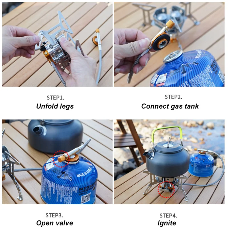 Outdoor Portable Three Head Stove Camping Windproof Stove High-power Burner Barbecue Tourism Folding Gas Stove Cooking Utensils