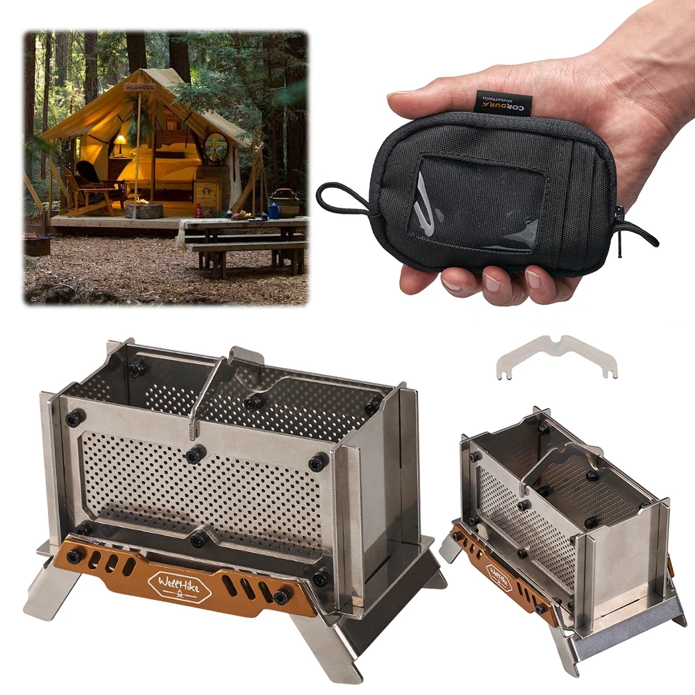 Mini Wood Stove Stainless Steel Small Charcoal Stove Outdoor Firewood Stove Desktop Bonfire Stove for Outdoor Home Desk