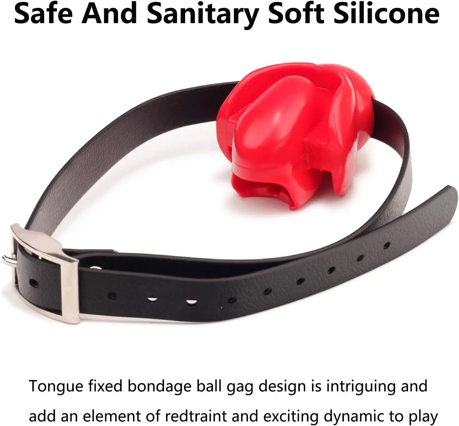 Silicone Ball Gag Fixed tongue Adjustable Strap Mouth Ball Sex Toy for Adult Bondage Slave Role Play Sex Toy (Red)