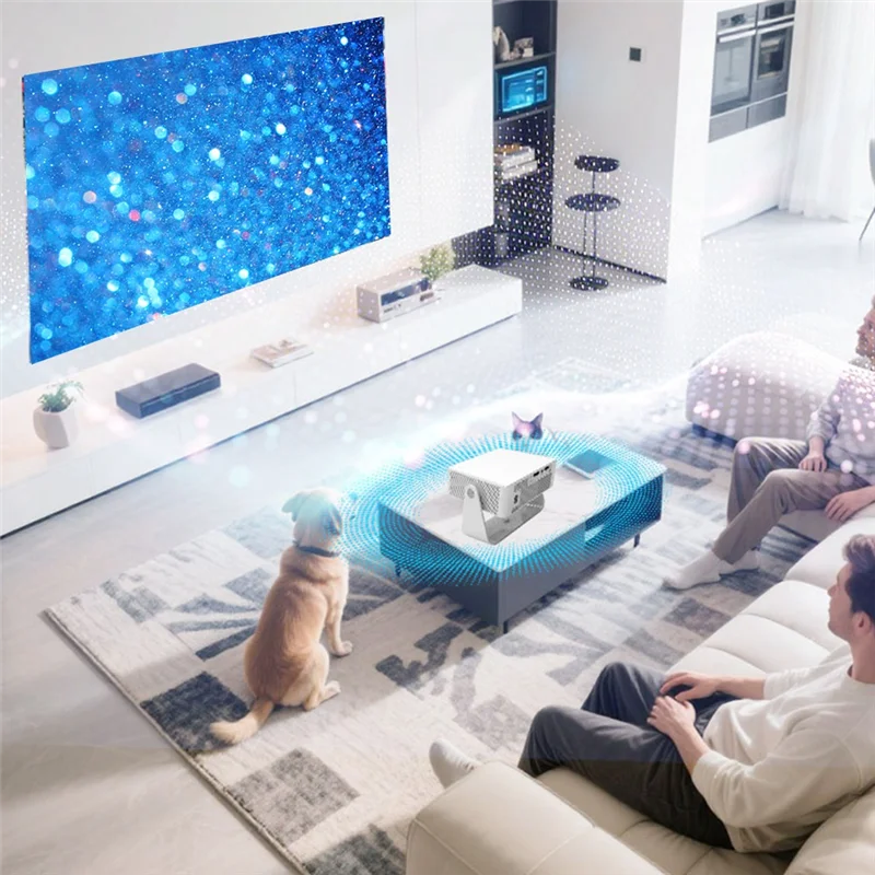 ELECT-Ultra HD-Projektor 720P Native Resolution unterstützt 4K WIFI6, Bluetooth 5.0, Android 11-Autofokus-Heimkinosystem