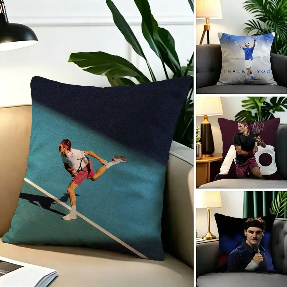 Tennis R-Roger Federer  Pillow Case Square Double-Sided Sofa Cushion Cover Bedroom Bedside Pillow