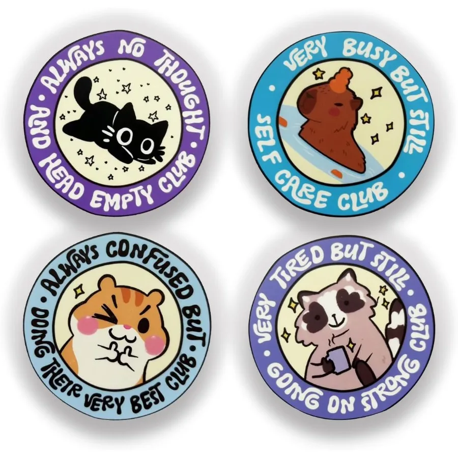 

Cute Coasters Set of 4 Animal Fy Coasters Raccoon Hamster Capybara Cat Lovers Gts Non-Slip Silicone Coaster Drinks Coffee Cup C