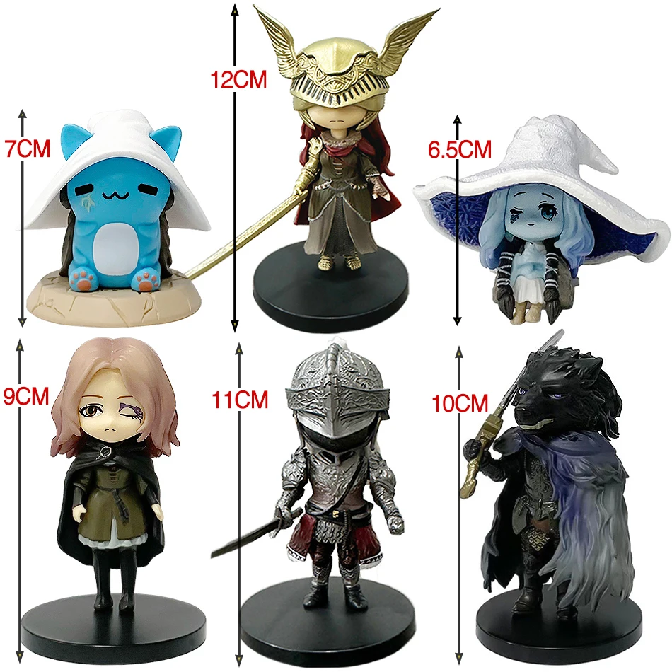 6 Stück Gaming Anime Figuren Malenia Kawaii Ranni Cat The Half-Wolf Q-Version Actionfigur PVC-Modell Spiel-Peripherie-Figur Geschenke