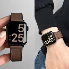애플 워치 밴드 울트라 49mm 44mm 45mm 41mm 46mm 40mm 42mm용 가죽+실리콘 스트랩 마그네틱 팔찌 iwatch 시리즈 10 9 8 7 6