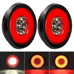 2x 4'' 12V 24V LED Round Tail Light Rear Brake Hamburger Reverse Backup Lamp Truck Trailer RV Van Caravan tractor Camper UTV UTE