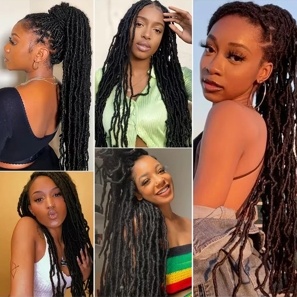 32 Inch Full Lace Faux Locs Braided Wig Curly Hair Hand Braided Synthetic With Baby Hair Crochet Locs Twist Wigs For Black Women