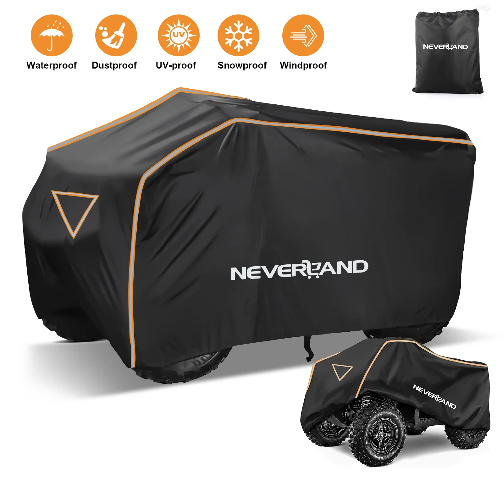 

NEVERLAND L/XL/XXL/XXXL Heavy Duty ATV Cover 4 Wheeler Quad Cover Outdoor Storage Cover Dust Rain Sun All Weather Protection 210D Oxford Cloth With Reflective Stripes