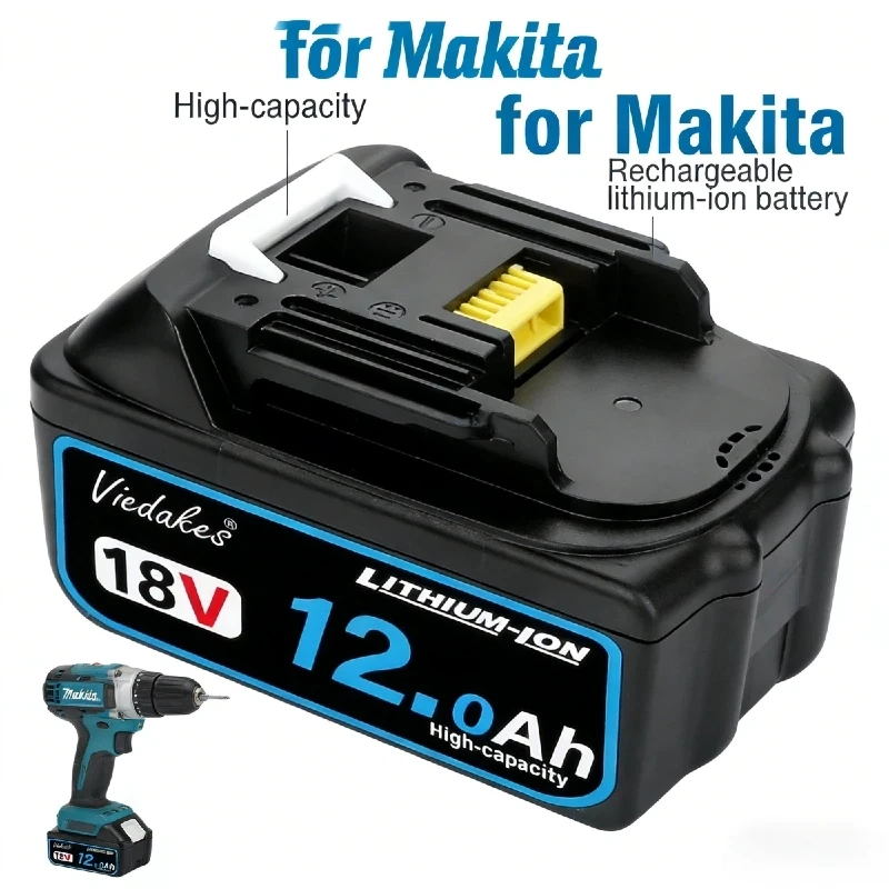 💥18V 12.0Ah High Capacity 18V Original Rechargeable Battery for Makita 18V Battery BL1860B BL1850B with LED Indicator