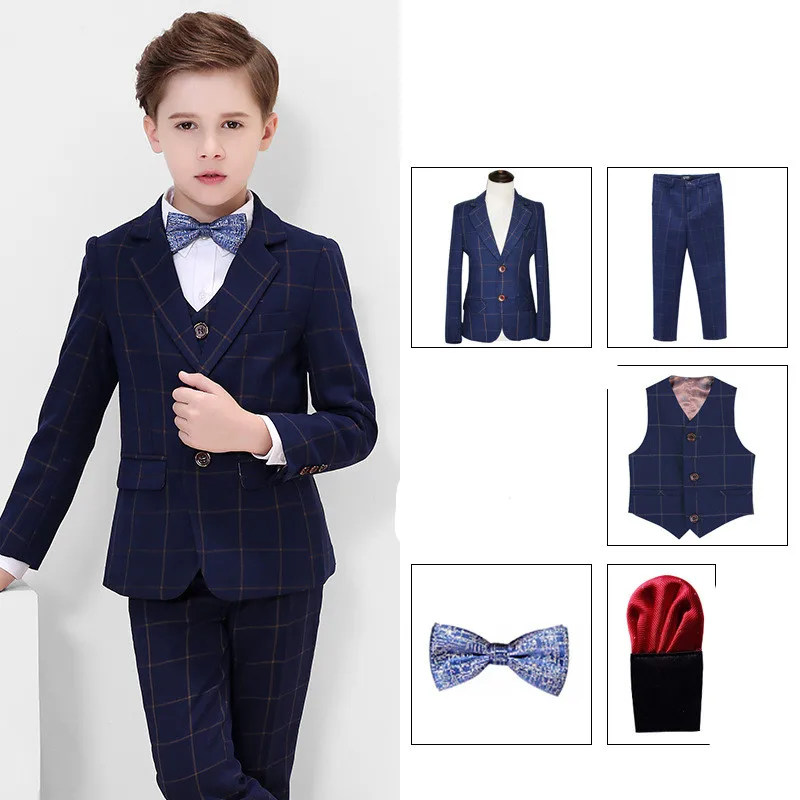 Blazer blanco para niños, conjunto de 3 piezas, chaleco y pantalones, traje elegante para fiesta de bautismo, boda y graduación